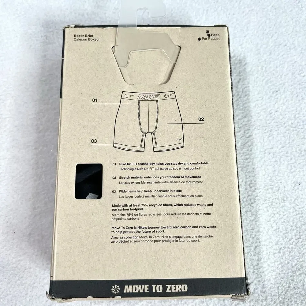 Nike Dri-FIT Essential Micro Men's Boxer Brief 2 Pack 5” inseam Medium Black NEW